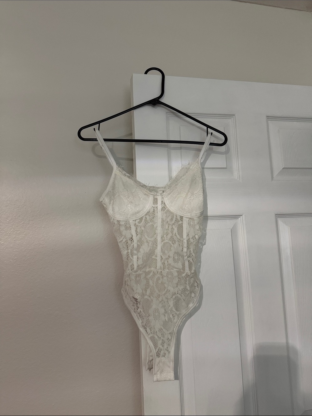 Missguided White Lace Sheer Lace Bodysuit